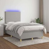 Box spring postelja z vzmetnico LED sv. siva 120x200 cm blago, (20789467) Cene