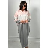 Kesi Three-color hooded dress powder pink + ecru + gray | shoptok.hr