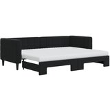 vidaXL Izvlečna dnevna postelja z vzmetnicami črna 80x200 cm žamet, (20999185) Cene