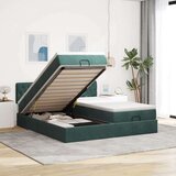  Otomanski posteljni okvir z vzmetnicami zelen 200x200cm žamet, (21873204) | Shoptok.si