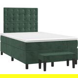 vidaXL Box spring postelja z vzmetnico temno zelen 120x190 cm žamet, (21128013) | Shoptok.si