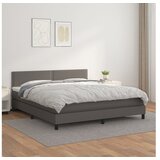 vidaXL Krevet s oprugama i madracem sivi 180 x 200 cm od umjetne kože Cijene