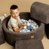 MeowBaby Ružičasti korduroi bazen s lopticama ø 90x30 cm Montessori - | shoptok.hr