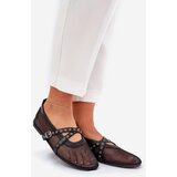 Boto Mesh Flat Ballet Shoes With Straps Black Salliroe | ePonuda.com