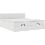 vidaXL Otomanski posteljni okvir z vzmetnicami bel 200x200cm um. usnje | Shoptok.si