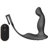 Virgil - crni vibrirajući prsten za penis i testise s prostatom