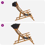  Ležaljka 2 pcs 3 Pozicija Čvrsto drvo eukaliptusa Crna | shoptok.hr
