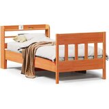 vidaXL Posteljni okvir brez vzmetnice voščeno rjav 75x190 cm borovina | Shoptok.si