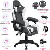 Kondela Pisarniški/igralni stol z RGB LED osvetlitvijo, črno/belo, JOVELA | Shoptok.si