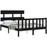  Kreveta s uzglavljem crni 140 x 190 cm od masivnog drva | shoptok.hr