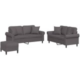  3-dijelni set sofa s jastucima sivi od umjetne kože Siva | Shoptok.si