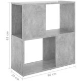vidaXL Ormarić za knjige siva boja betona 60x24x63cm konstruirano drvo | shoptok.hr