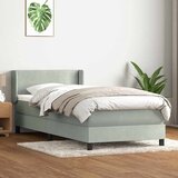 vidaXL Box spring postelja z vzmetnico svetlo siv 90x220 cm žamet | Shoptok.si