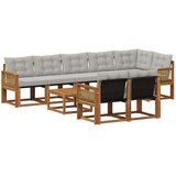 vidaXL Zunanja garnitura za sedenje 9 pcs Naravna in svetlo siva, (5000279581) | Shoptok.si
