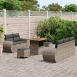  Set vrtnih sofa od 8 dijelova s jastučićima siva poli rattan akacija | shoptok.hr
