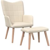  The Living Store Stol za sproščanje s stolčkom krem blago - Stol Za Sproščanje, (21485218) | Shoptok.si