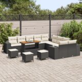  Set od 14 dijelova vrtnog sofa s jastučićima crni poli ratan akacija | shoptok.hr