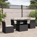  6-dijelni set vrtnih sofa s jastucima crni od poliratana | shoptok.hr