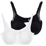 Trendyol Curve Black-Ecru 2 Pack Hard Covered Mesh Detailed Compressor Plus Size Bra