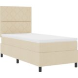  Postelja z vzmetnico & LED Bež 100x200 cm Tkanina, (22083698) | Shoptok.si