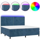 Box spring postelja z vzmetnico LED temno modra 200x200cm žamet | Shoptok.si