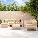 Maison Chic Seti vrtnega pohištva - Vrtna garnitura - Vrtni pohištvo set 7-delna z blazinami bela trdna borovina, (21804825) | Shoptok.si