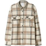 Bershka Srajca kremna / kamela / temno modra / siva | Shoptok.si