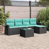 vidaXL Vrtna garnitura - 6-dijelni set vrtnih sofa s jastucima crni od poliratana - Crna sa spremištem 5 | shoptok.hr