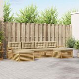  Setovi sofa s jastukom 6 pcs Bijela i bež Čvrsto drvo akacije | shoptok.hr