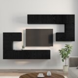 vidaXL Komplet TV omaric s shranjevanjem z vrati 8 pcs Črni hrast | Shoptok.si