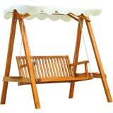 Outsunny Vrtni gugalnik klasičnega sloga iz masivnega borovega lesa FS skladen s strešno streho Poliestrska tkanina s premazom PA 162x130x185cm 240kg, (20754017) Cene