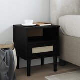 vidaXL Noćni ormarić SENJA izgled ratana crni 40x35x48 cm od borovine | shoptok.hr