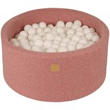 MeowBaby Bazen z žogicami, 90x40 cm s 300 žogicami, Boucle, roza : bela, (21295096) | Shoptok.si