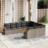  The Living Store Vrtna sedežna garnitura 10-delna z blazinami siv poli ratan - Vrtna Sedežna Garniture, (21474718) | Shoptok.si