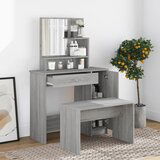 vidaXL Toaletna mizica komplet siva sonoma 86,5x35x136 cm Cene