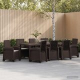 Vrtni set za objed 9 kom. Smeđa i svjetlosiva PP 200 cm | shoptok.hr