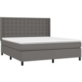  Krevet box spring s madracem LED sivi 160x200cm od umjetne kože | shoptok.hr