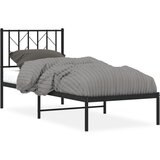  The Living Store Kovinski posteljni okvir z vzglavjem črn 75x190 cm - Posteljni Okvir, (21455666) | Shoptok.si