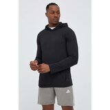 Adidas Pulover za vadbo črna barva, s kapuco | Shoptok.si