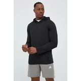 Adidas Pulover za vadbo črna barva, s kapuco