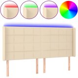  LED uzglavlje krem 203 x 16 x 118/128 cm od tkanine | shoptok.hr