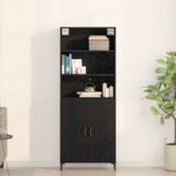 vidaXL visok hladilnik črni hrast 69.5x34x180 cm inženirski les | Shoptok.si