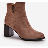 Boto PS1 Warm Eco Suede Women's Ankle Boots With Heel Zip Fastening Brown Erillia | ePonuda.com