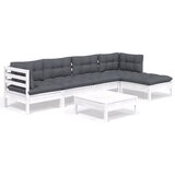 The Living Store Vrtna sedežna garnitura 6-delna z blazinami bela borovina - Vrtna Sedežna Garnitura, (21460299) | Shoptok.si