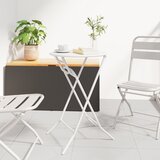 vidaXL Zložljiva vrtna miza Bela Ø50x72 cm Jeklo u
