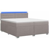  Krevet s box springom, madracem i LED-om Sivosmeđa 200 x 200 cm Slike
