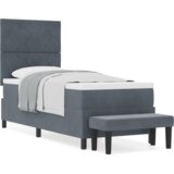 vidaXL vzmetnica s posteljo in klopjo temno siva 80x200 cm žamet | Shoptok.si