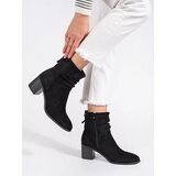 Shelvt Women's black suede boots with a ruffled upper | Eponuda.ba