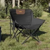 vidaXL Stol za kampiranje z žepom zložljiv 2 kosa črne barve