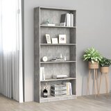 vidaXL Ormarić za knjige s 5 razina boja betona 80x24x175 cm iverica Cijene